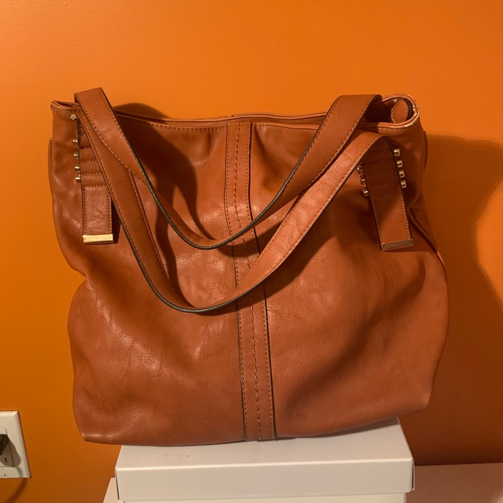 Large orange tote bag